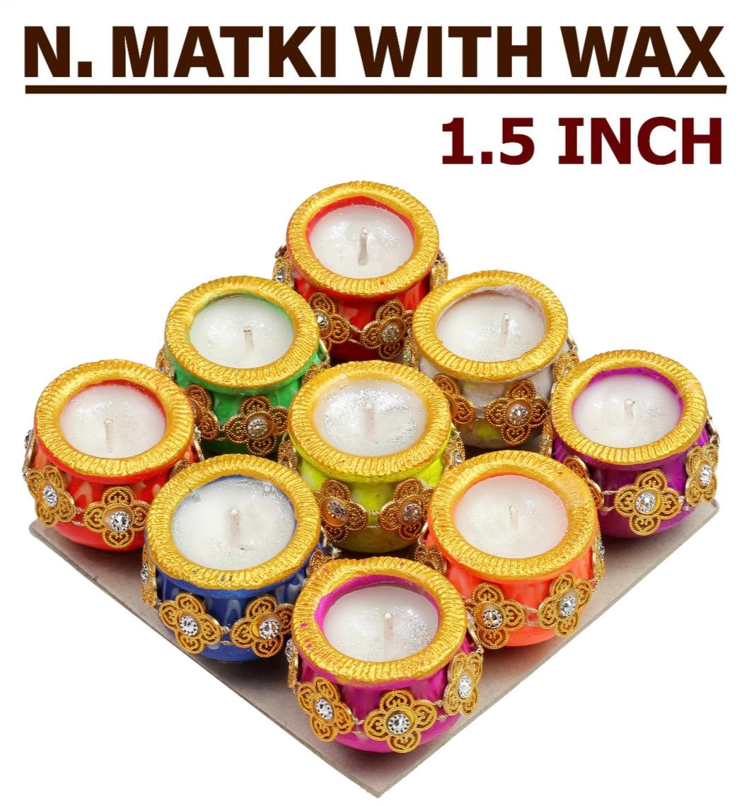 Diwali Diya N-Matki Assorted Colour with wax