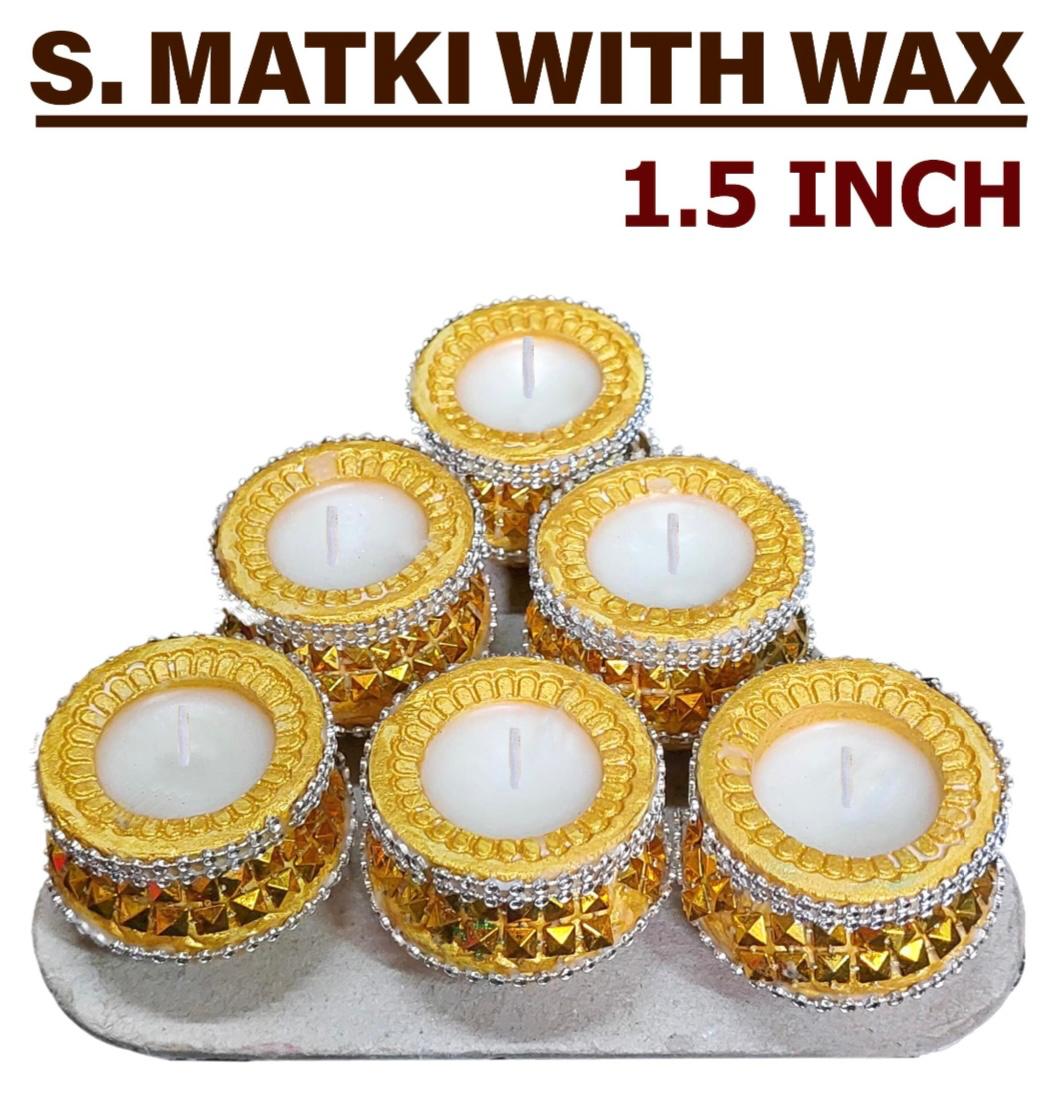 Diwali Diya S-Matki Assorted Colour with wax