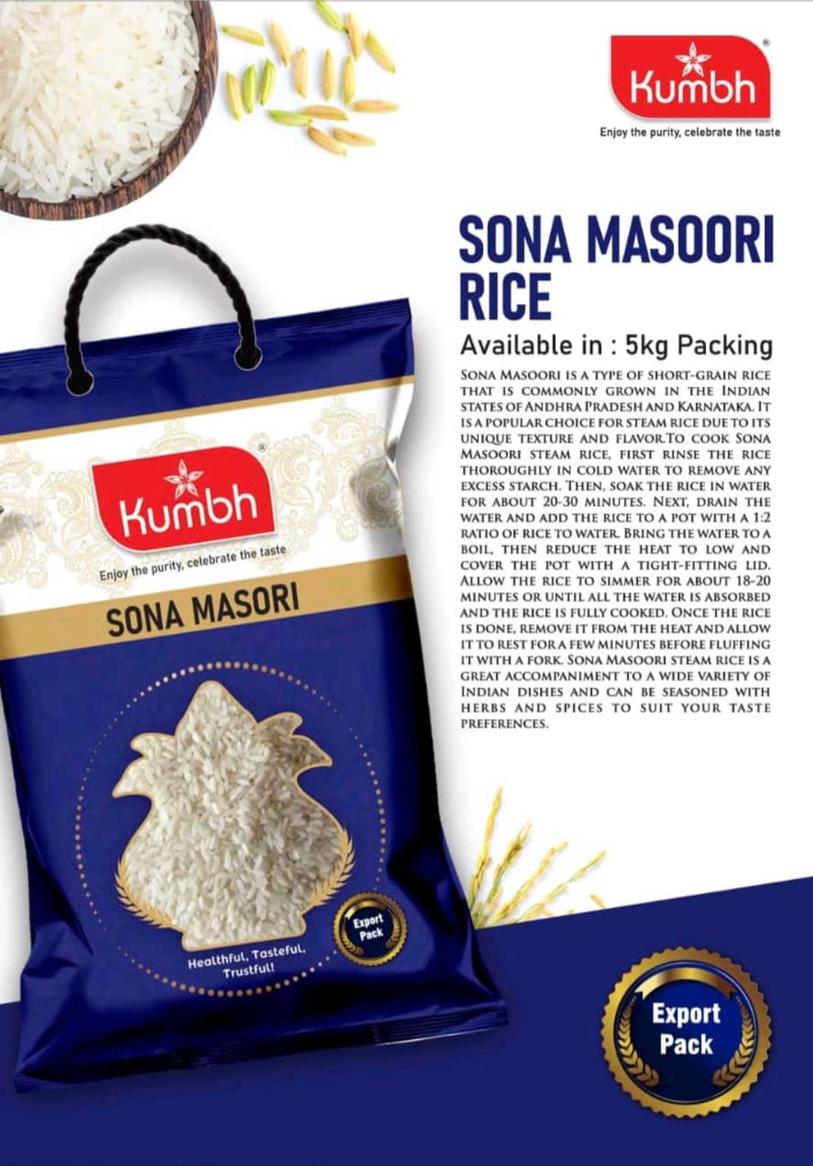 Kumbh Sona Masoori Rice - Raw